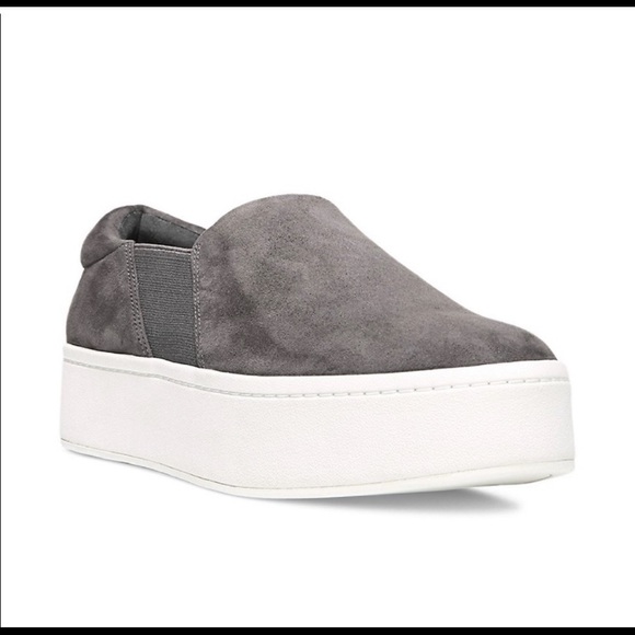 Vince Warren Slip-on Platform Grey Suede Sneaker - Picture 2 of 14